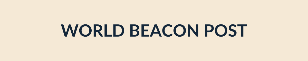 World Beacon Post newspaper masthead, navy serif-style type on cream background